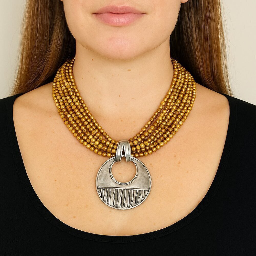 Silpada 2 pc. Copper Freshwater Pearl Necklace and 925 Silver Pendant